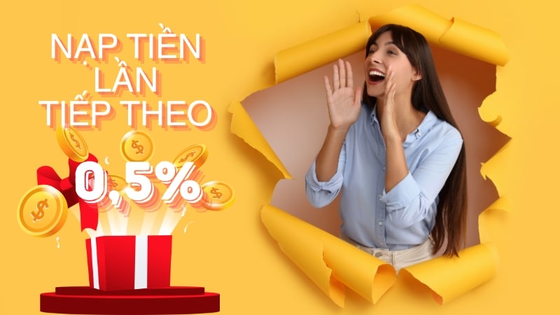 Nạp tiền mỗi ngày nhận ngay tiền thưởng lên đến 0.5%